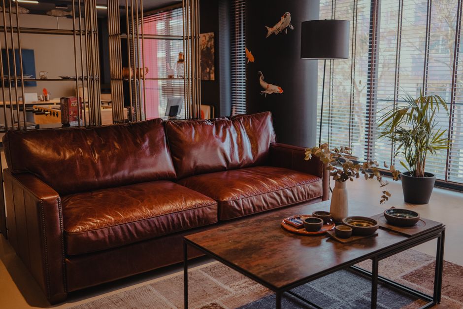 Elegant custom sofa with premium leather upholstery