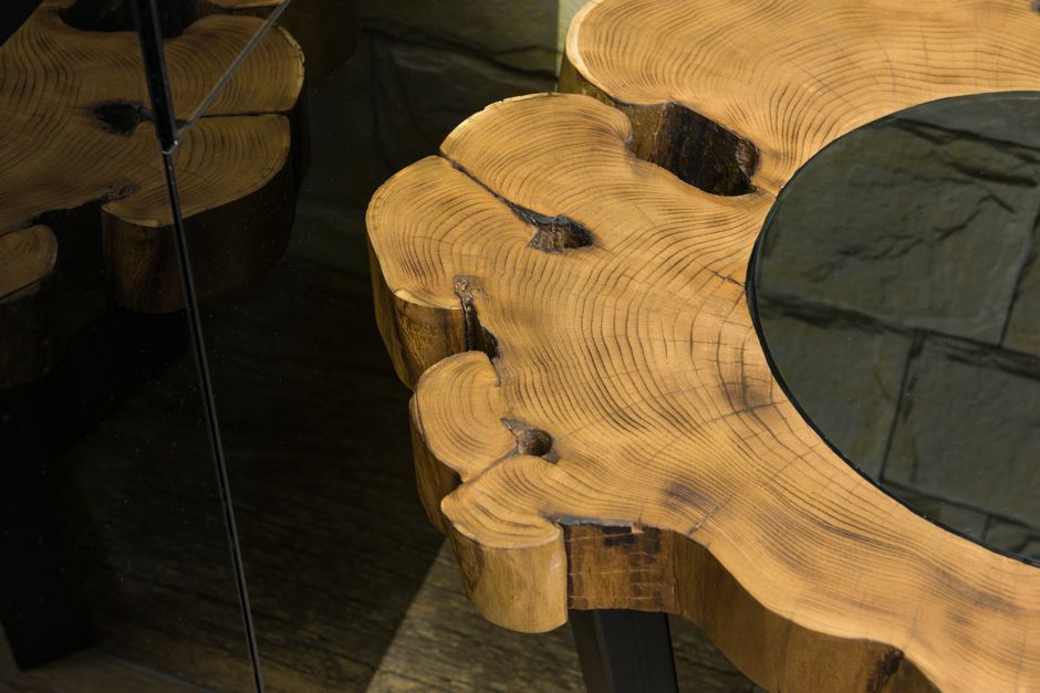 Live edge custom dining table in a modern dining room